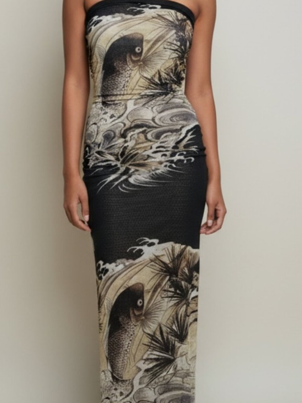 Rare Archive Jean Paul Gaultier Koi Fish Mesh Illusion Strapless Maxi Dress XS-S - Picture 8 of 8